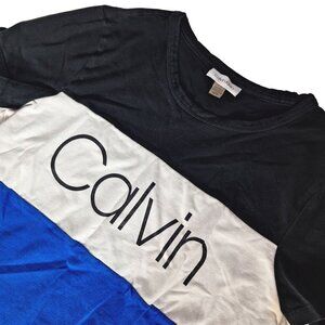 Calvin Klein Women's T Shirt Dress Size Medium Colorblock Logo Summer